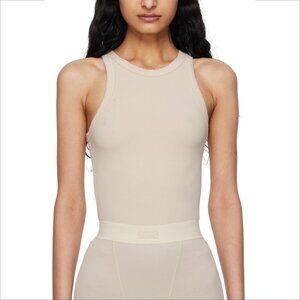 SKIMS high neck tank top shirt stone tan stretch cotton blend Kardashian new XL